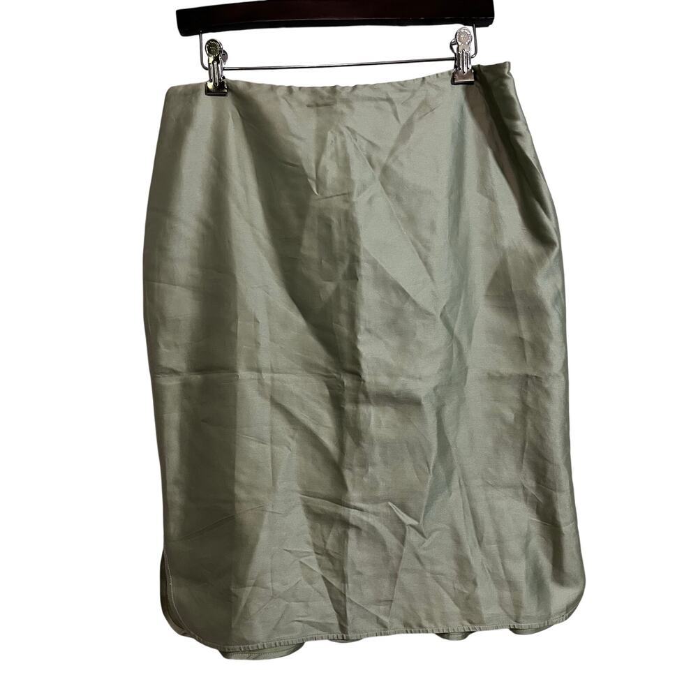 Valentino Roma Skirt Womens 12 IT 46 Green Silk Blend Knee Length Designer Italy